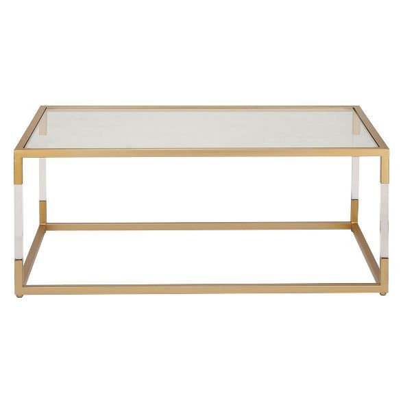 Metal and Glass Coffee Table Gold - Olivia & May | Target