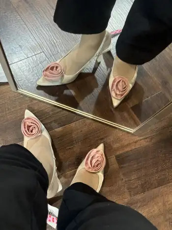 ROSE SATIN SLINGBACK HEELS For Daily Casual Date Party/Clubbing Wedding | Cider