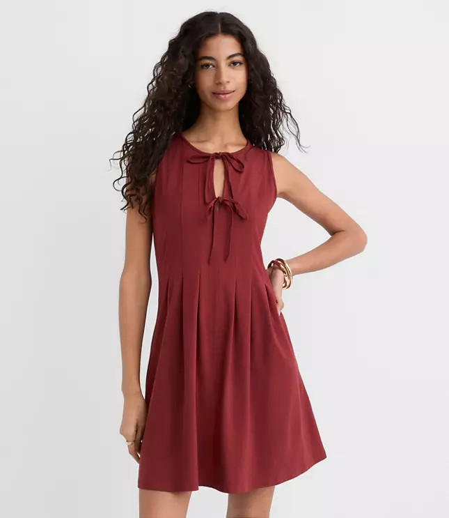 Pintucked Bow Mini Pocket Dress | LOFT