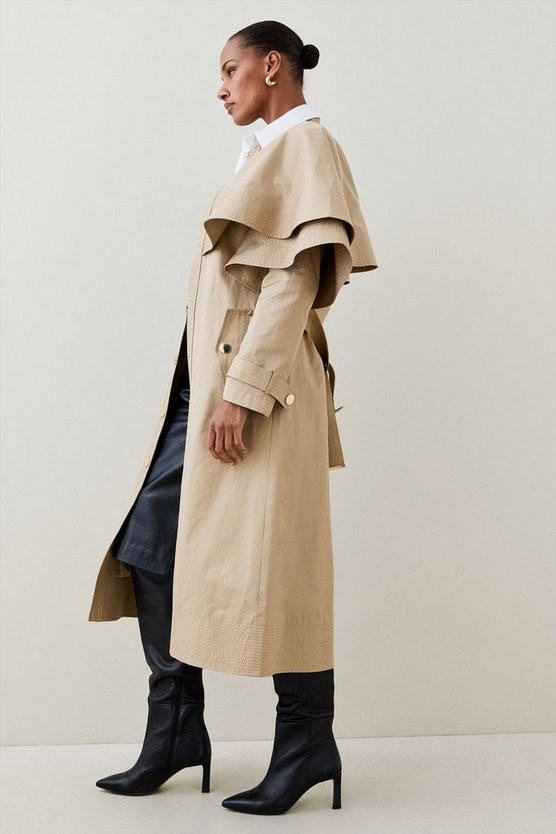 Storm Flap Layered Trench Coat | Karen Millen US