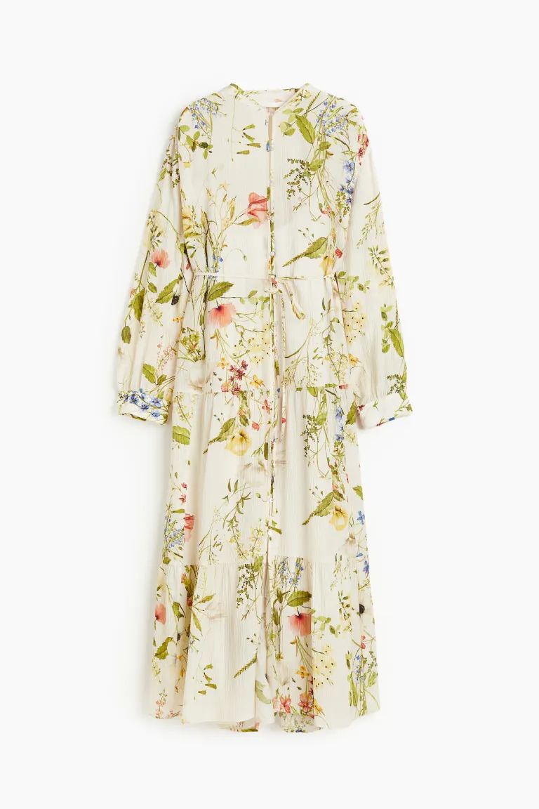 Oversized Crinkled Dress - Cream/floral - Ladies | H&M US | H&M (US + CA)