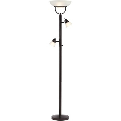 360 Lighting Modern Torchiere Floor Lamp 3-in-1 Design 70" Tall Tiger Bronze White Glass Shades for Living Room Reading Bedroom Office | Target