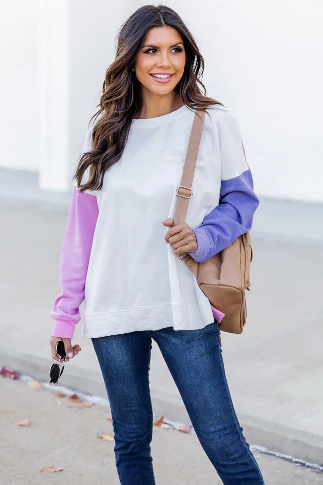 Just My Type Pink And Purple Colorblock Pullover FINAL SALE | Pink Lily