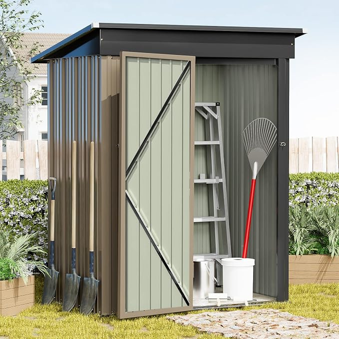 Greesum Metal Outdoor Storage Shed 5FT x 3FT, Steel Utility Tool Shed Storage House with Door & L... | Amazon (US)
