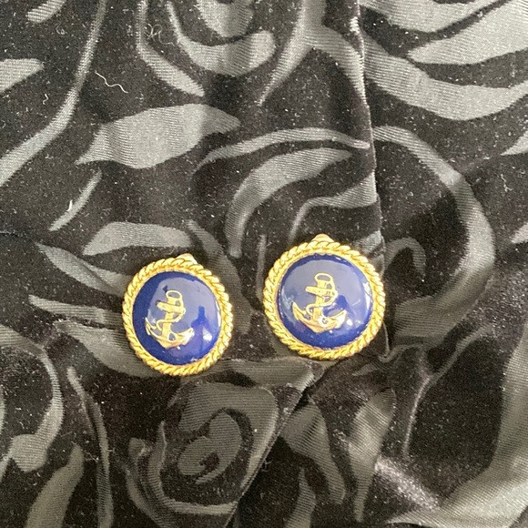Nautical Anchor Gold and Blue Earrings | Poshmark