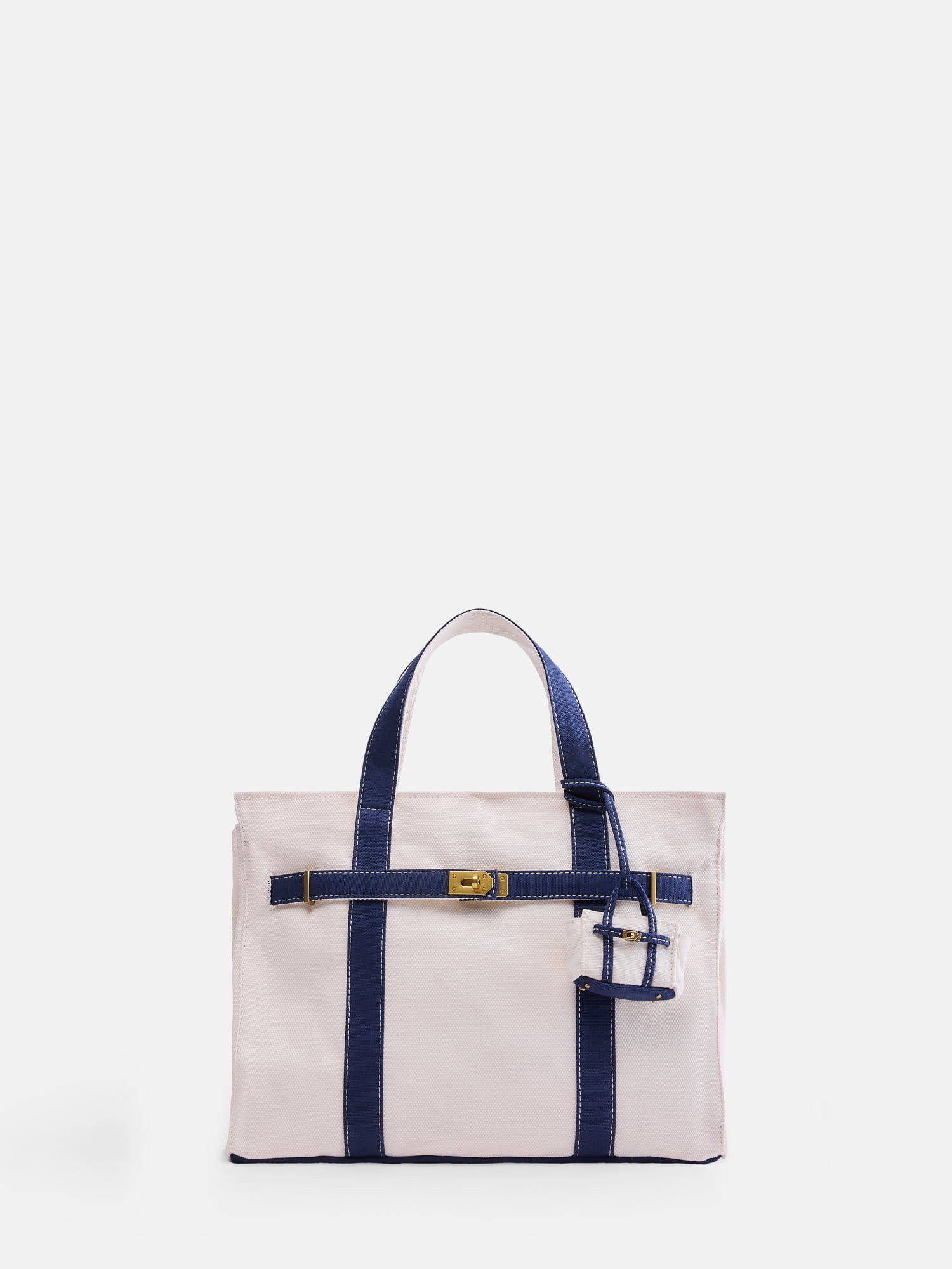 Free Assembly Women's Canvas Tote Handbag with Tote Charm, Natural/Red - Walmart.com | Walmart (US)