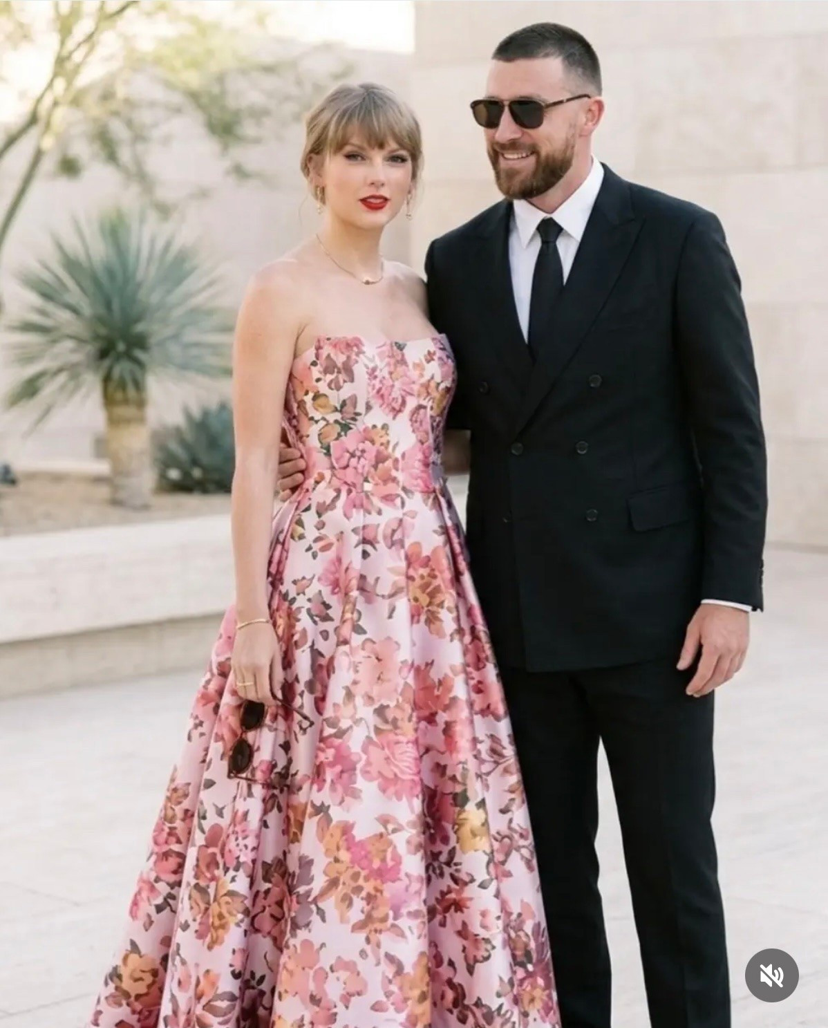 Taylor Swift wore this dress that channels celestial glamour through couture-level silhouettes and a distinctly romantic perspective. The Laila brocade gown is adorned with a floral motif all over and features a corset bodice that flows into a flared, voluminous skirt. Shopper exact gown as well as look for less options