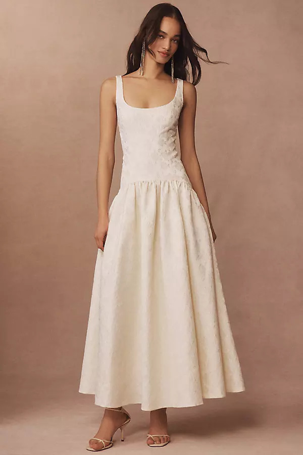 Hutch Sleeveless Scoop-Neck Drop-Waist Jacquard Maxi Dress | Anthropologie (US)