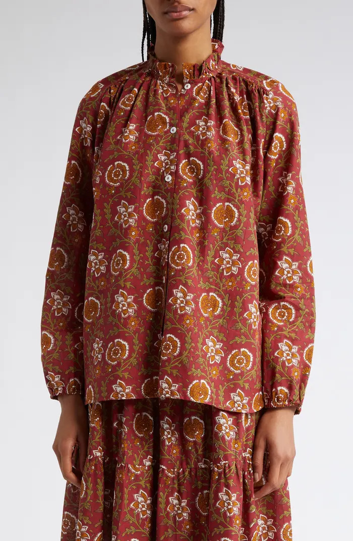 Francesca High Neck Cotton Blouse | Nordstrom