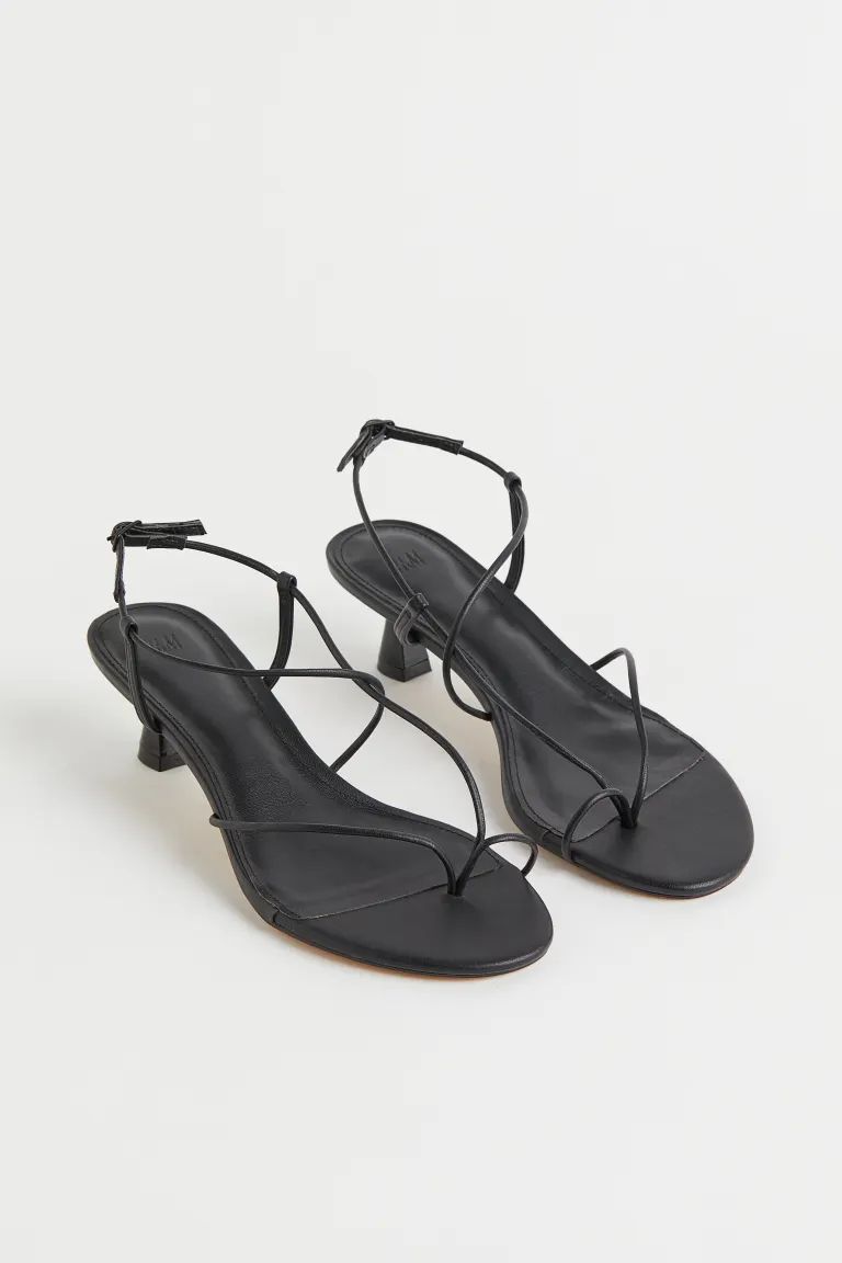 New ArrivalSandals in faux leather. Narrow foot straps, narrow, adjustable ankle strap, and faux ... | H&M (US + CA)