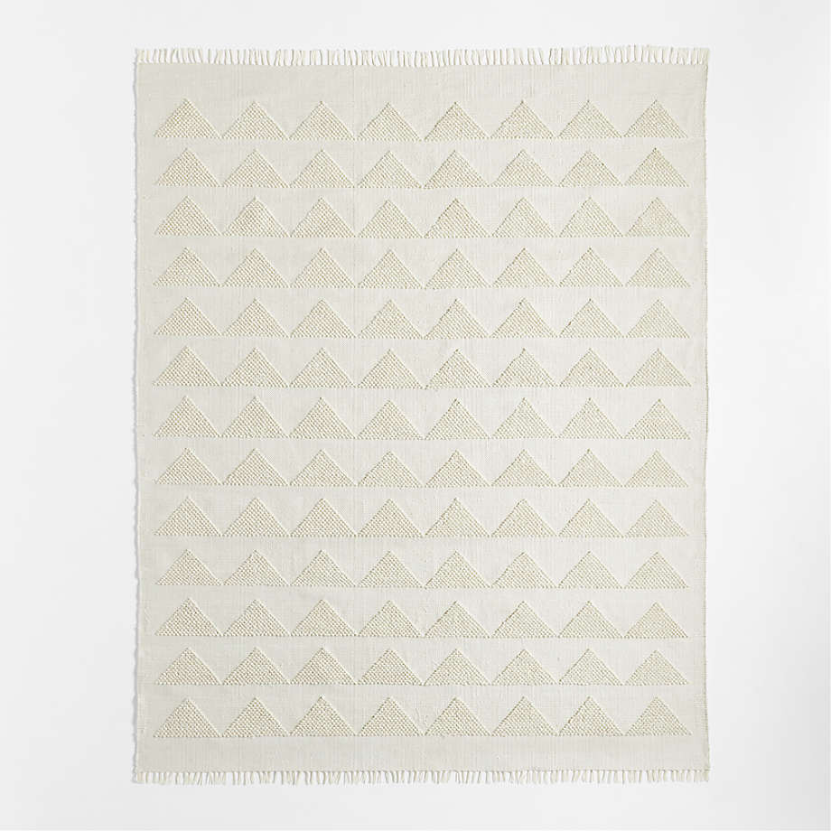 Hi/Low Scallop Mist Blue Flatweave Kids Performance Area Rug 5'x8' + Reviews | Crate & Kids | Crate & Barrel