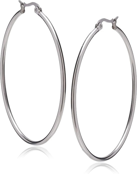 Amazon Essentials Stainless Steel Rounded Tube Hoop Earrings (50mm), (previously Amazon Collectio... | Amazon (US)