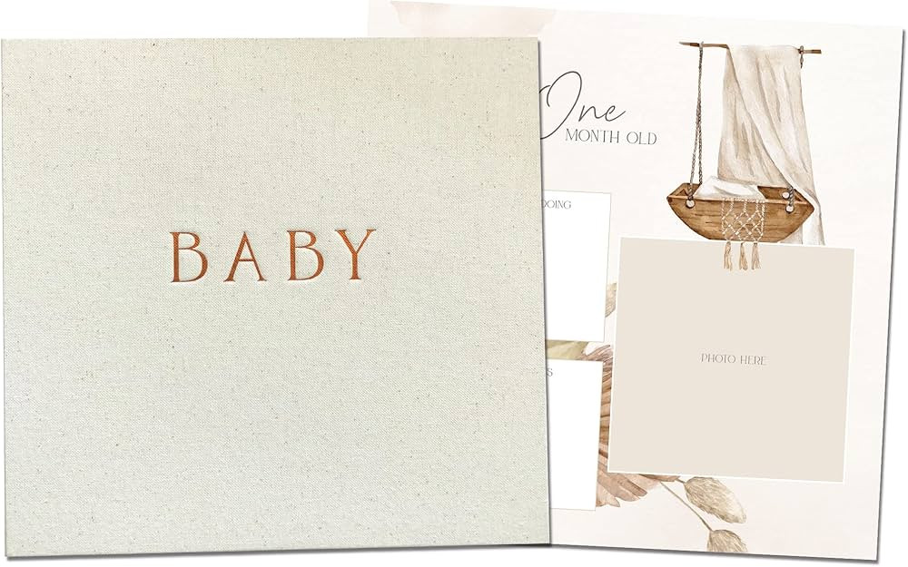 Peachly Unisex Baby Memory Book | Minimalist Baby First Year Keepsake for Milestones | Baby Books... | Amazon (US)