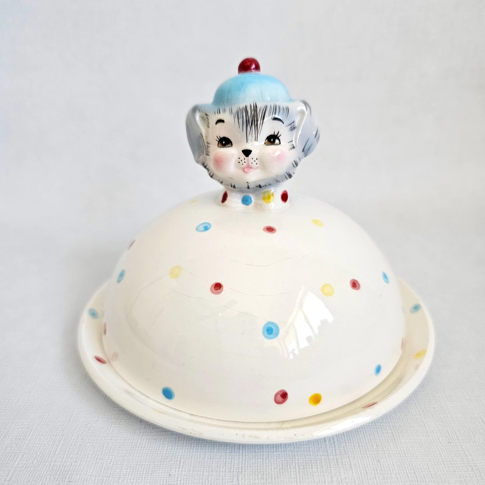 Vintage LEFTON Puppy Pal Butter Dish, Polka Dot - Etsy | Etsy (US)