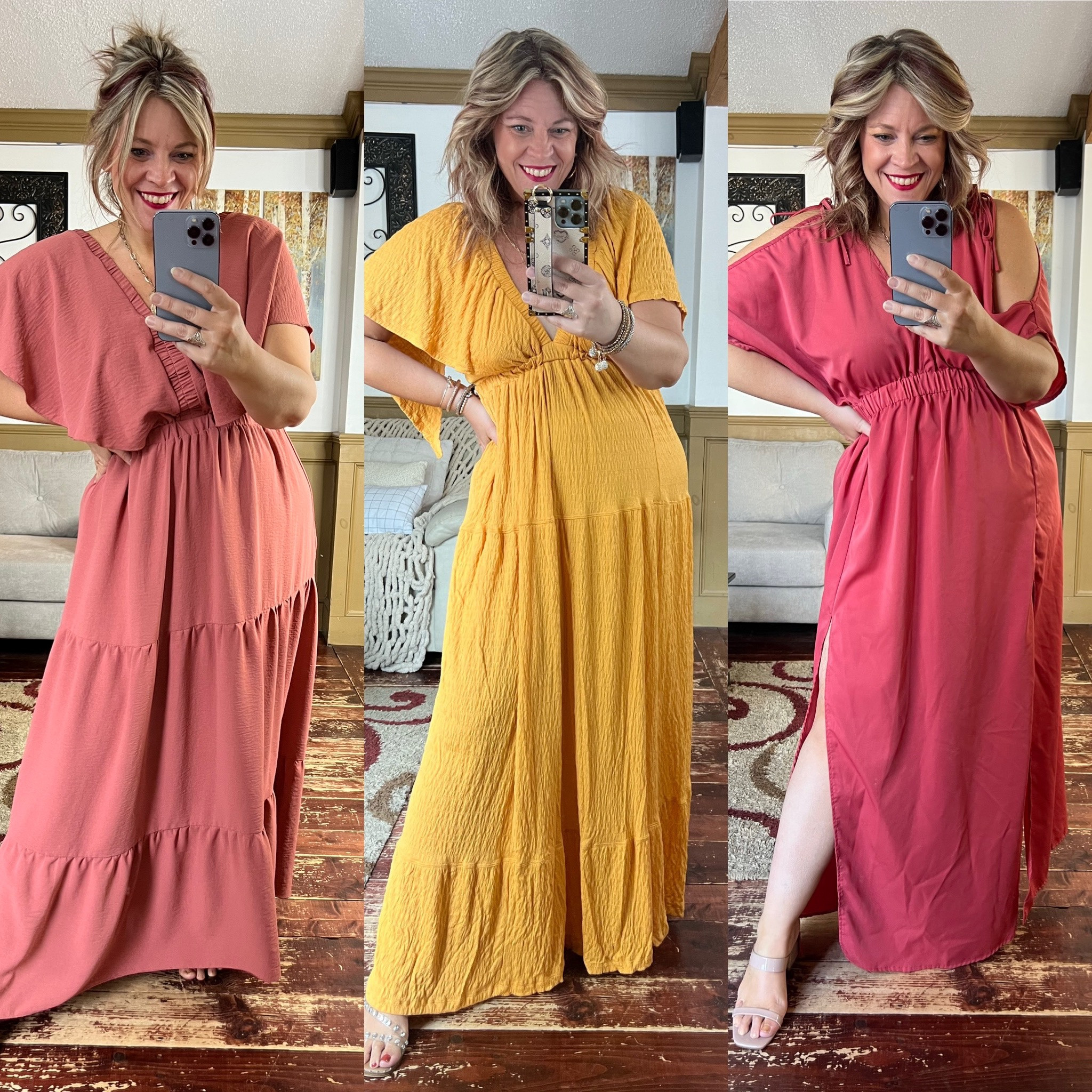 leopard print maxi dress with sleeves Leopard Notched Long Sleeve Maxi Dress Leopard / (US 16-18)XL