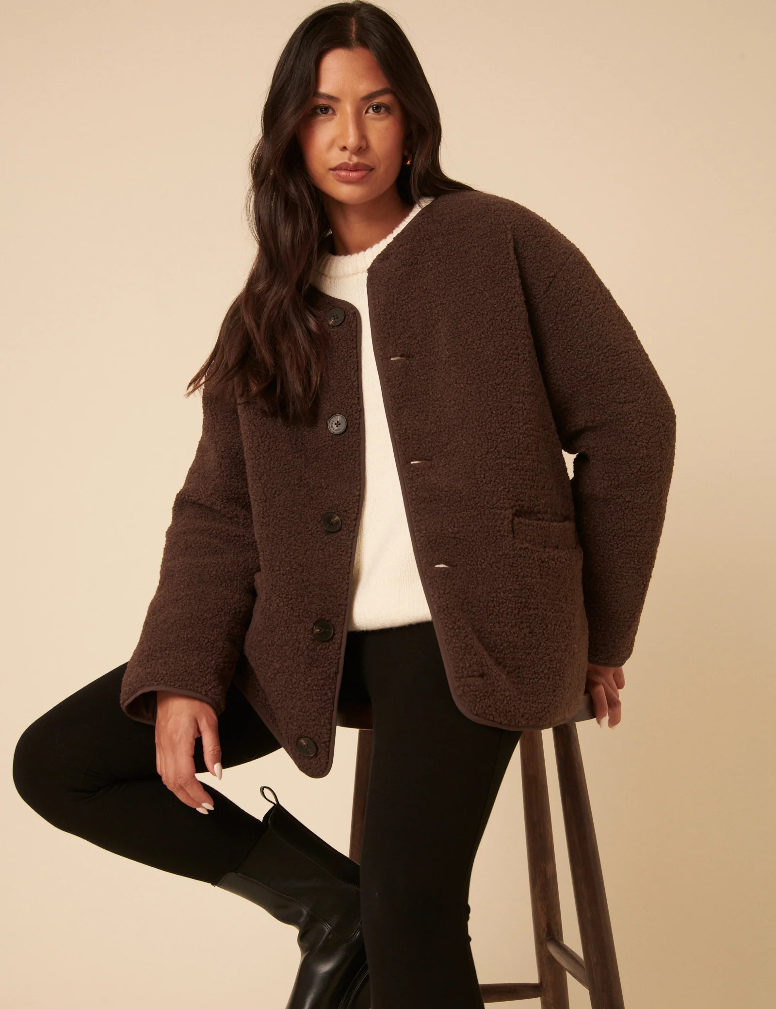 Brown Reversible Borg Qulited Jacket | Nobody's Child
