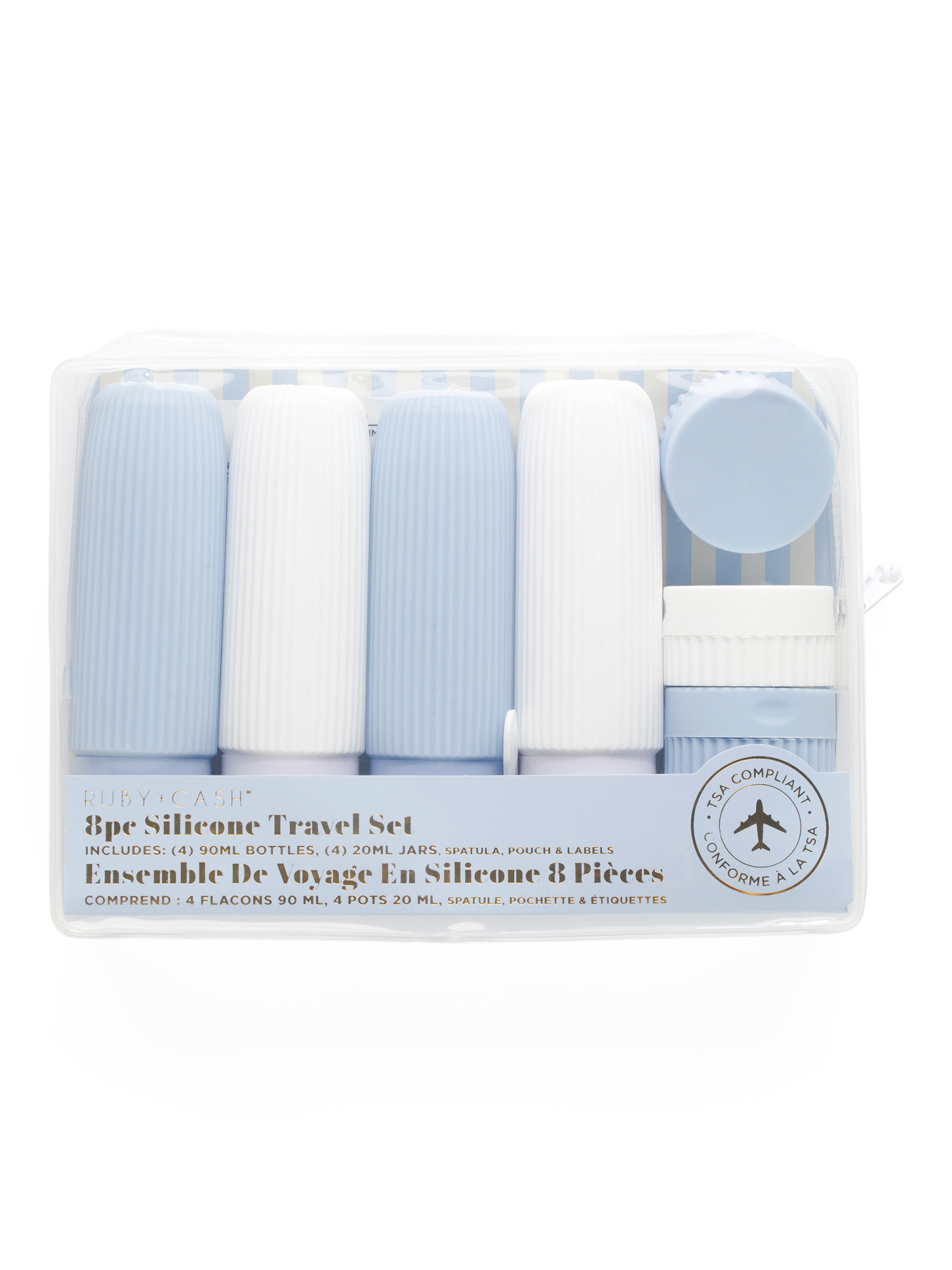 8pc Ribbed Silicone Bottle And Cream Jar Set | TJ Maxx