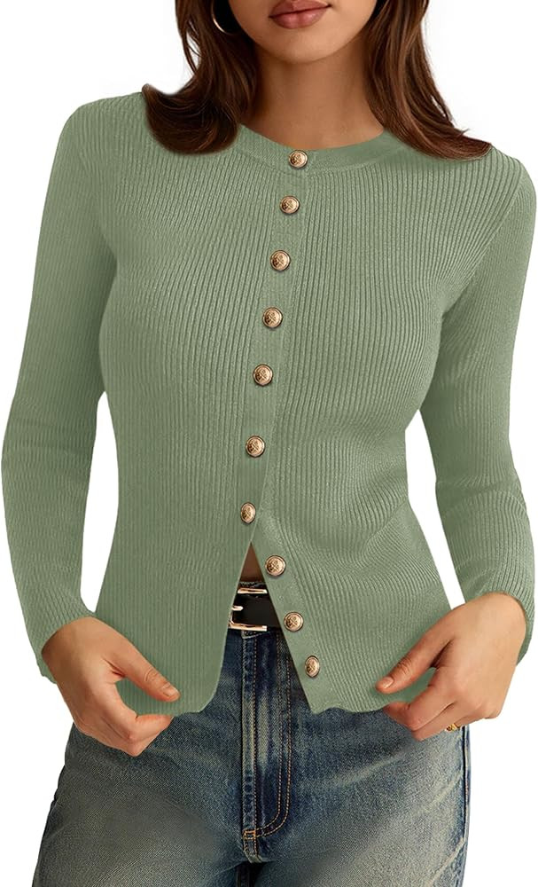 PRETTYGARDEN Womens 2025 Fall Cardigan Sweaters Lightweight Long Sleeve Button up Ribbed Knit Top... | Amazon (CA)