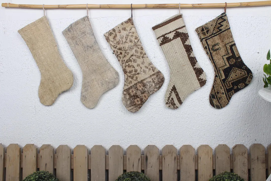 Vintage Kilim Christmas Stocking, Handmade Rustic Holiday Decor, Personalized Family Socks, Custo... | Etsy (US)