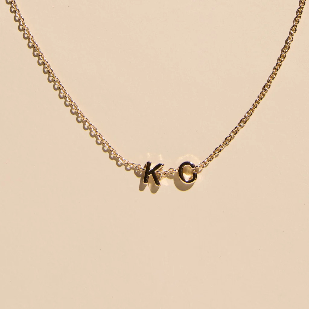 KC Initial Necklace | Nickel and Suede