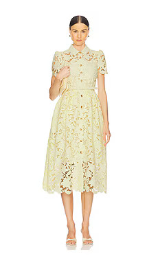self-portrait Lace Collared Midi Dress in Yellow from Revolve.com | Revolve Clothing (Global)