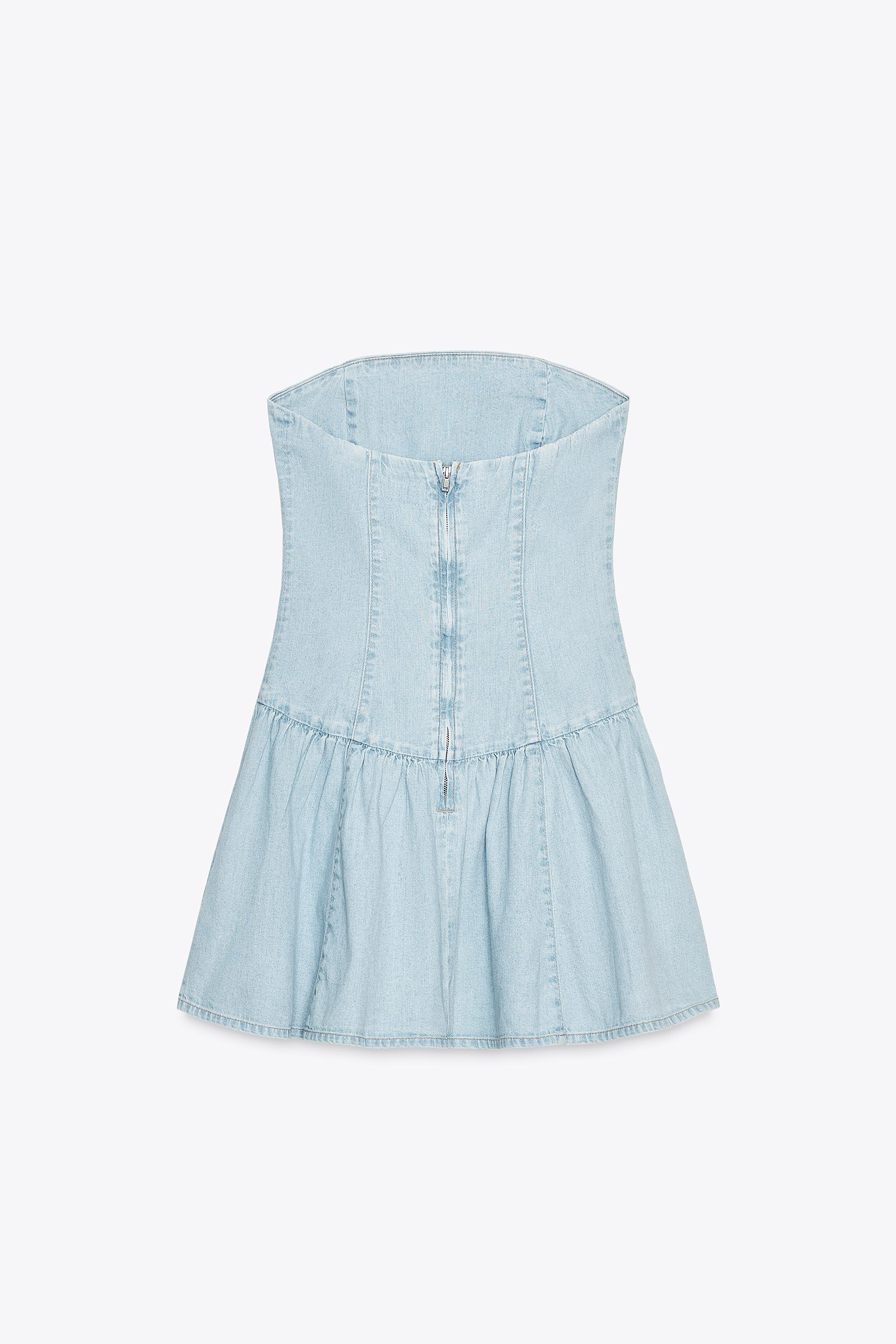 TRF DENIM BANDEAU DRESS | Zara US