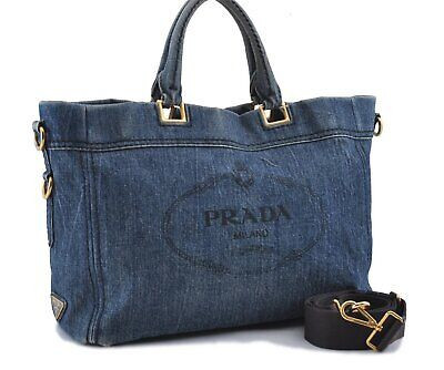 Authentic PRADA Denim 2Way Shoulder Tote Bag Blue 9459C  | eBay | eBay US