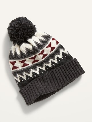 Gender-Neutral Jacquard-Knit Pom-Pom Beanie for Kids | Old Navy (US)