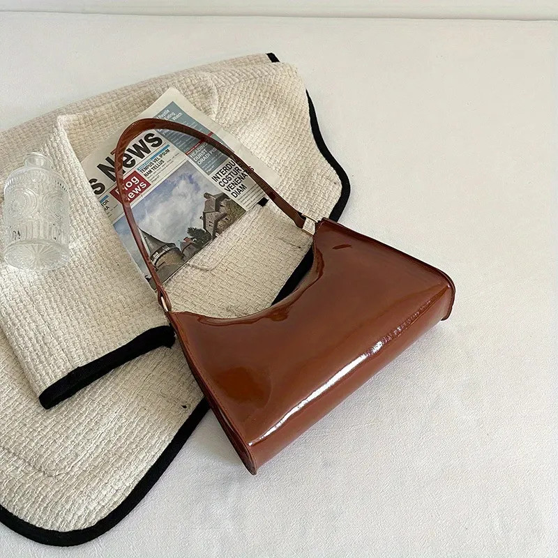 Trendy Glossy Baguette Bag, Candy Color Shoulder Bag, Women's Zipper Underarm Purse | Temu Affiliate Program