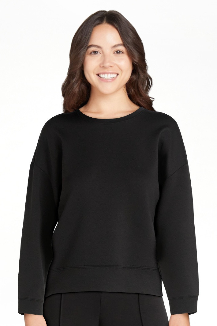 Scoop Women's and Women's Plus New Scubaknit Cropped Sweatshirt with Drop Sleeves, Sizes XS-4X | Walmart (US)