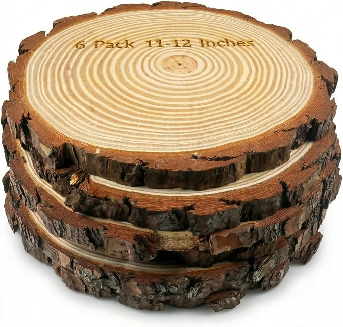 SENMUT Large Wood Slices for Centerpieces, 11-12 Inch, Natural Unfinished Round, Set of 6, for Ru... | Amazon (US)