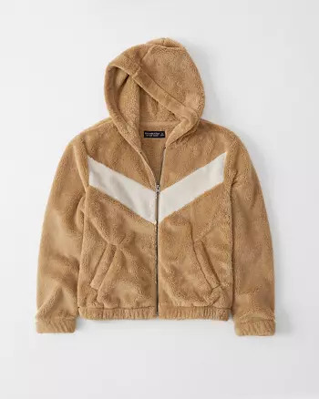 Full-Zip Sherpa Fleece Hoodie | Abercrombie & Fitch US & UK