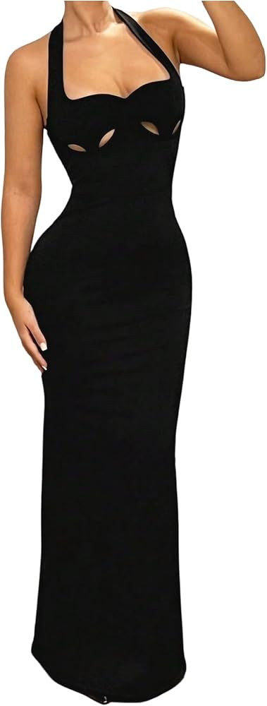 GORGLITTER Women's Halter Cut Out Maxi Dress for Cocktail Prom Party | Amazon (US)