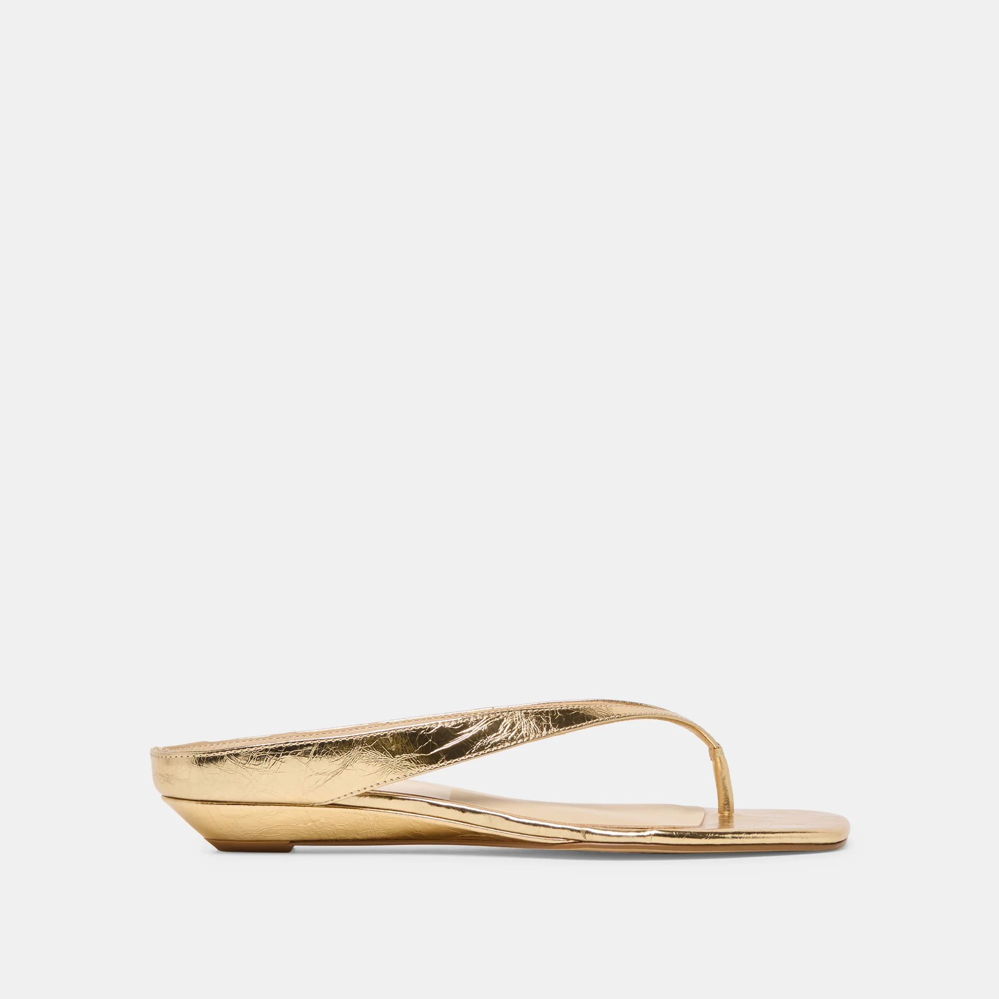 Gizel Sandals Gold Crinkle Patent | DolceVita.com