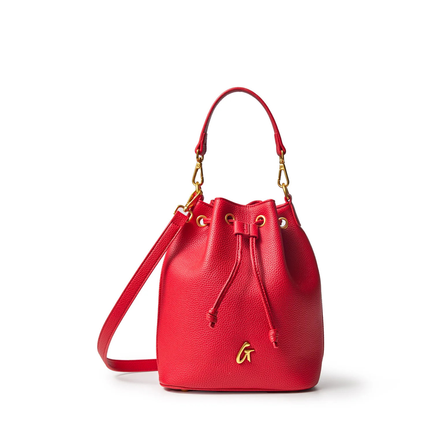 MEDIUM PEBBLE BUCKET BAG - RED | Glam-Aholic Lifestyle