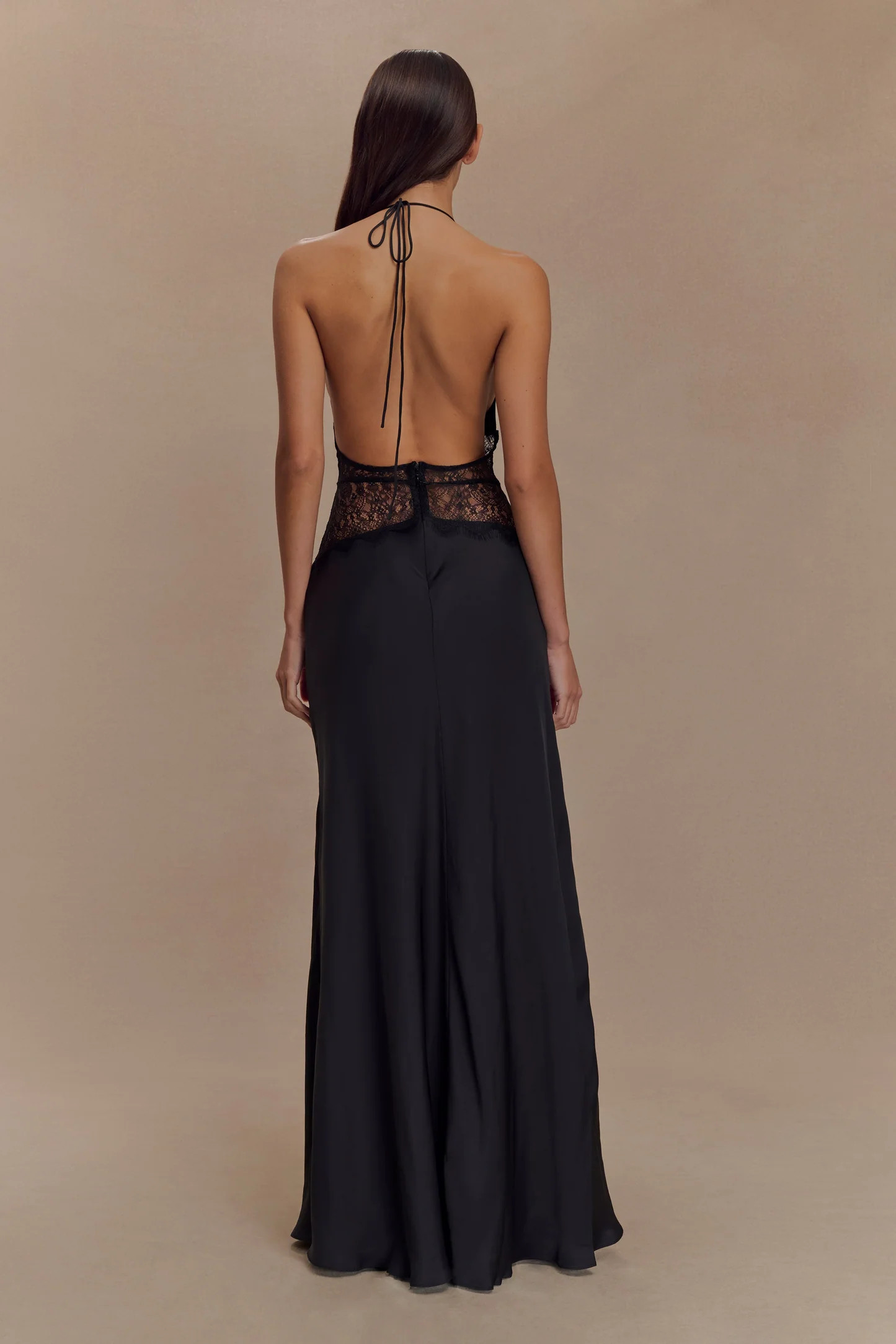 Dinah Lace And Satin Maxi Dress - Black | Meshki (APAC)