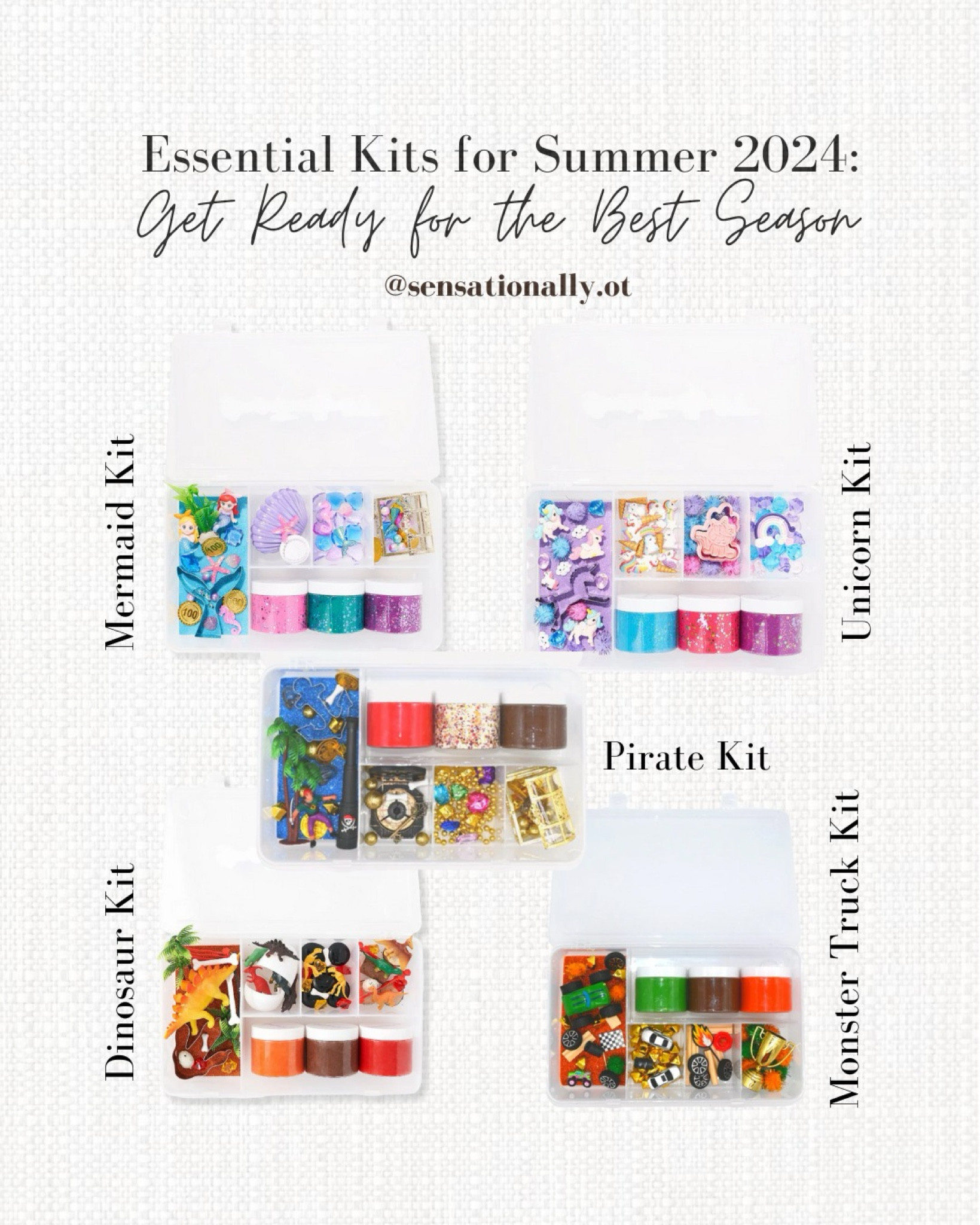 ☀️Get Ready for the Best Season with Our Essential Kits for Summer 2024! 🌴😎

Make this summer unforgettable for your little ones with our fun-packed kits. Whether it's beach days, travel adventures, or outings to their favorite places, we've got everything they need to have a blast!

🏖️ Beach days? Check! 
✈️  Travel essentials? Check! 
🍦 Summer snacks? Check!

Don't miss out on giving your kids the ultimate summer experience. Grab your kit today and let the fun begin! 🏖️

#ParentingTips #ToddlerLife #FineMotorSkills #PlayAndLearn #MomHacks 
#ChildDevelopment #SensoryPlay 
#ToddlerHacks #ParentingHelp #LearnThroughPlay