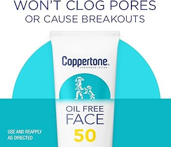 Coppertone Face Sunscreen SPF 50, Oil Free Sunscreen for Face, Water Resistant SPF 50 Sunscreen F... | Amazon (US)