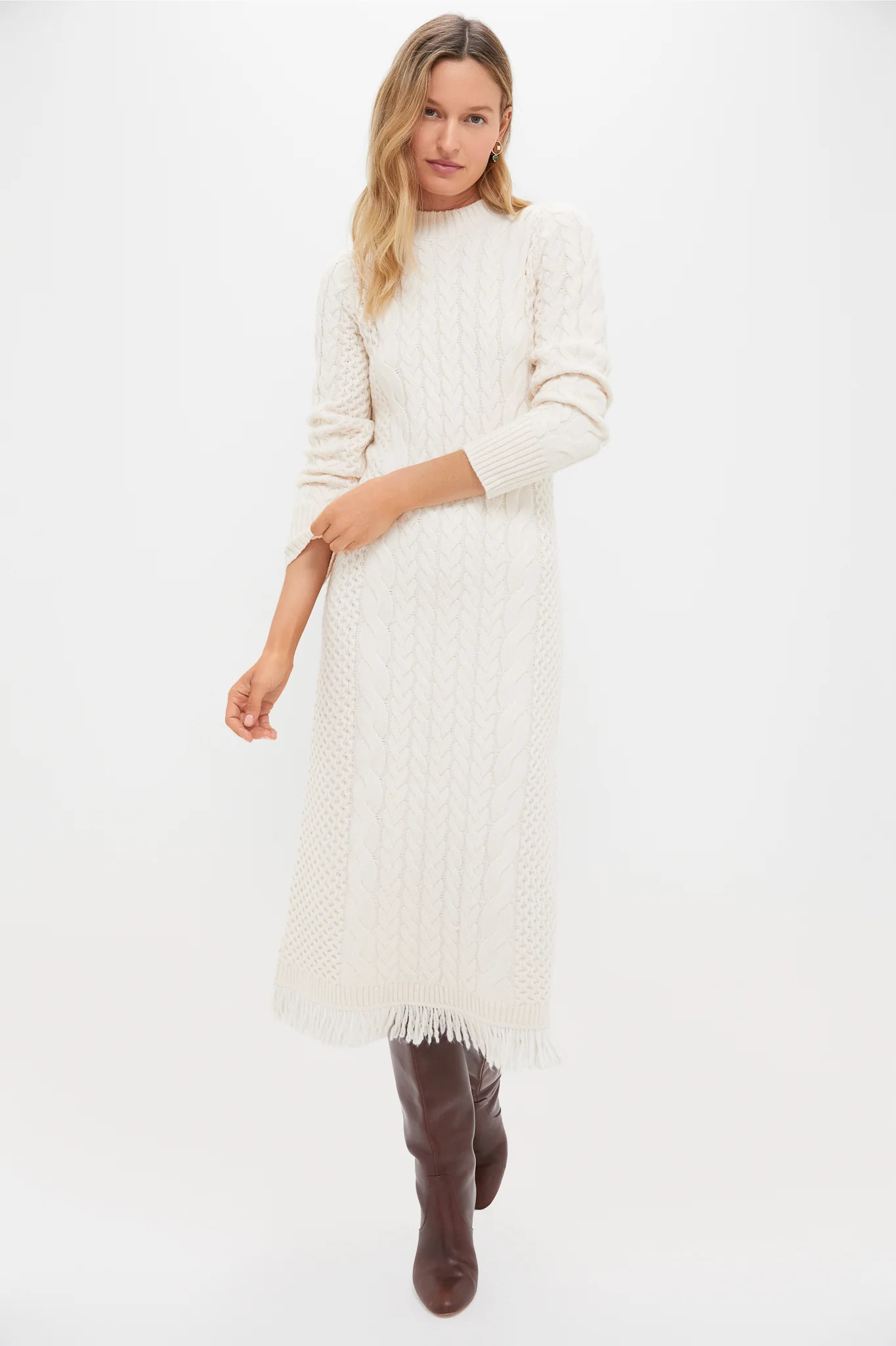 Cream Freya Fringe Sweater Dress | Tuckernuck (US)