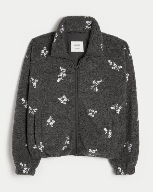 Embroidered Sherpa Fleece Jacket | Hollister (UK)