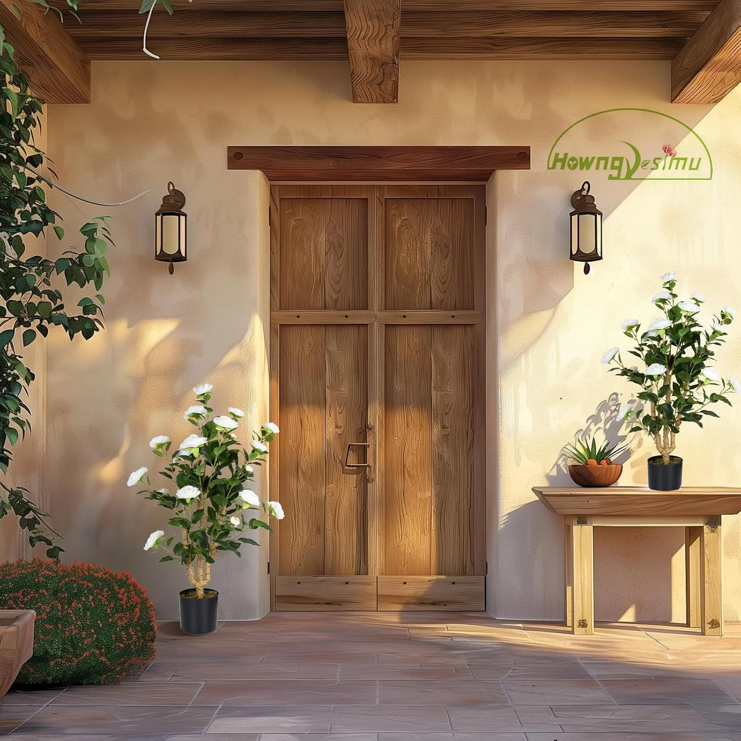 Artificial Camellia Tree 2 Pack, 38’’ Faux Camellia Plant in Pot with White Flowers, Greenery... | Walmart (US)