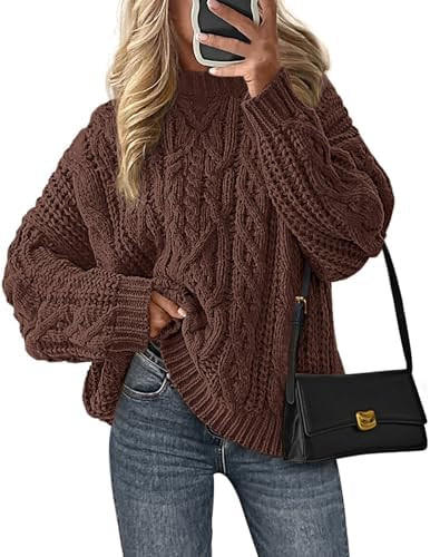 PRETTYGARDEN Women's Oversized Fall Sweaters 2025 Casual Long Sleeve Crewneck Chunky Cable Knit P... | Amazon (US)