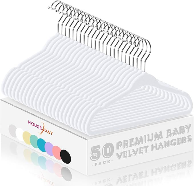 HOUSE DAY Velvet Baby Hangers 50 Pack, Premium Children's Hangers for Baby, Infant & Toddler Clot... | Amazon (US)