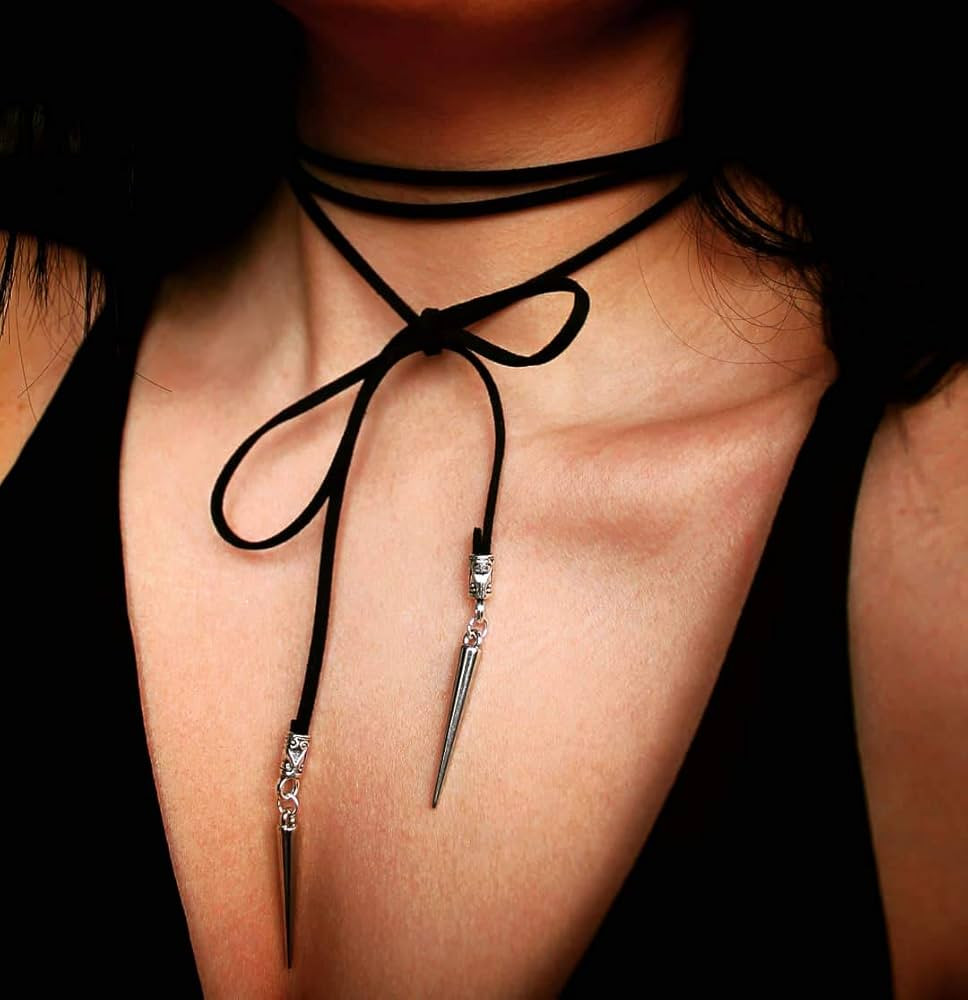 Doubnine Choker Suede Wrap Long Spike Boho Tie Festival Necklace Women              
 Faux Suede,... | Amazon (US)