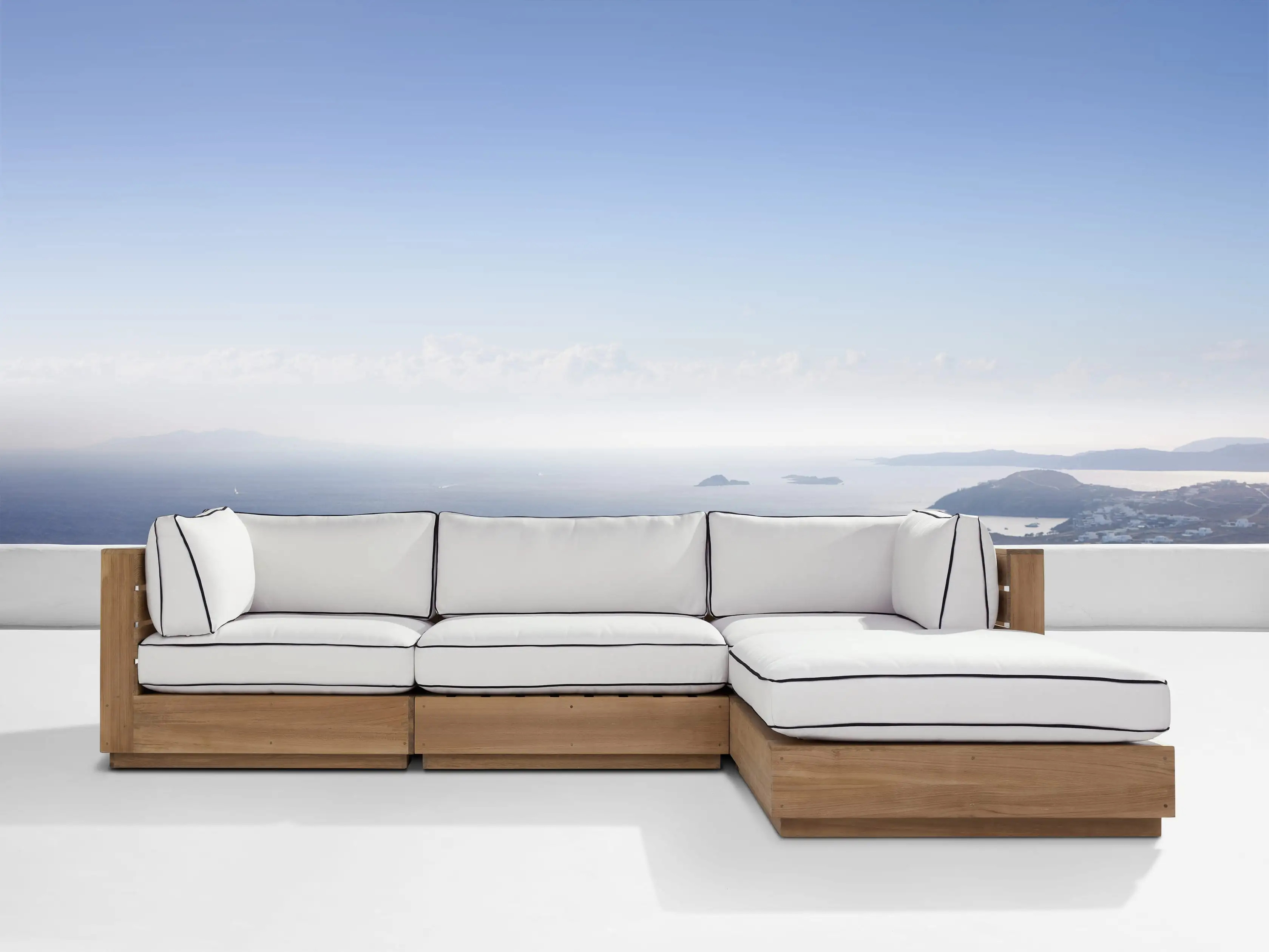 Bal Harbour Outdoor Teak Four Piece Sectional with Flange | Arhaus