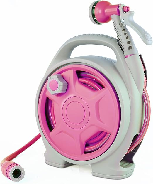Portable Hose Reel, 50FT Garden Hose Reel for Outside, Lightweight Hose Reel with 6 Patterns Spra... | Amazon (US)