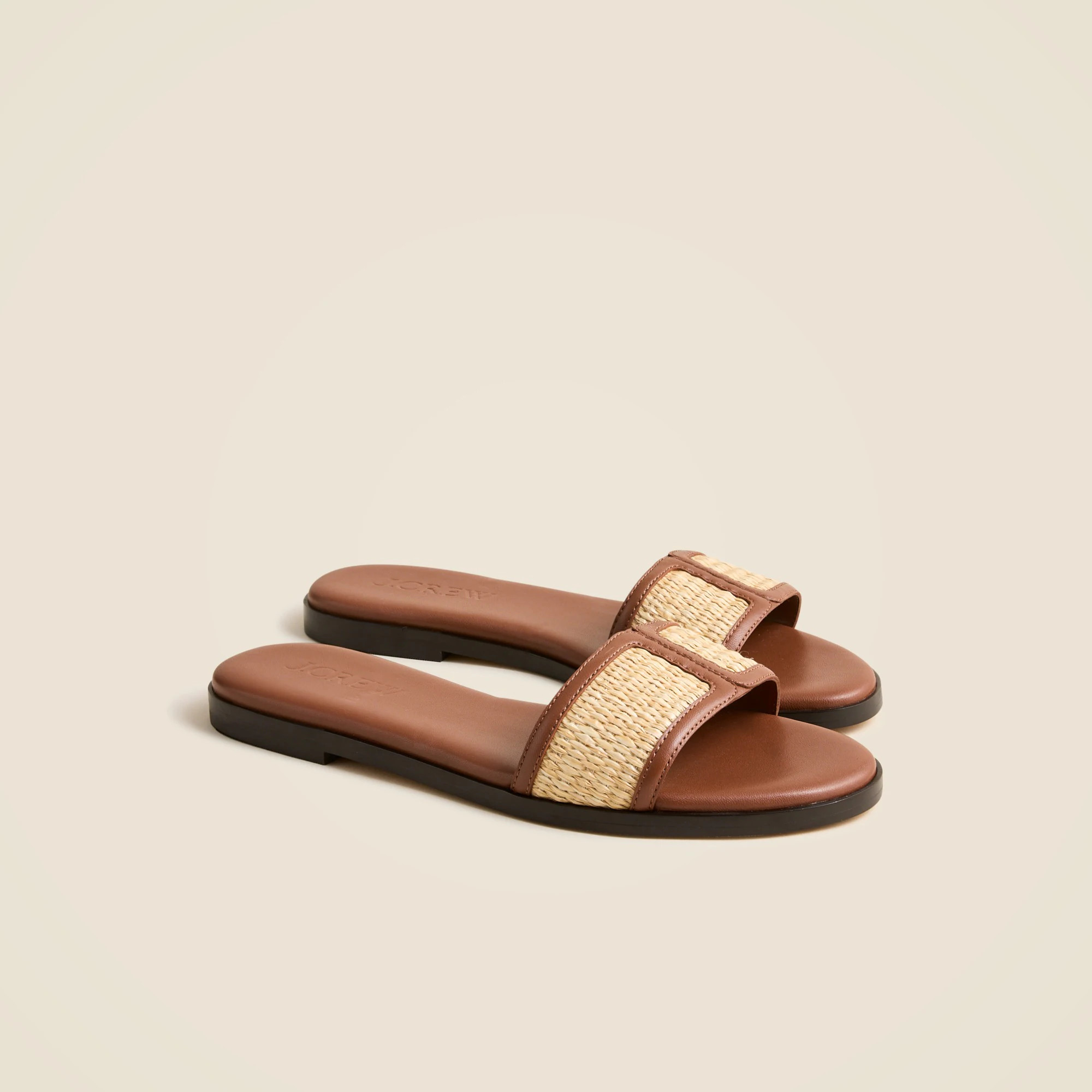 Georgina woven sandals in faux raffia and leather | J. Crew US