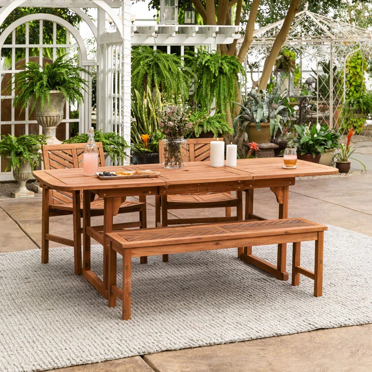 Alfonsi 4 - Person Rectangular Extendable Outdoor Dining Set | Wayfair North America