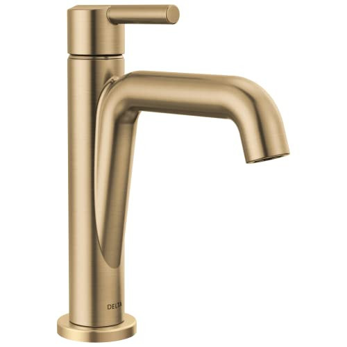 Delta Nicoli Brushed Gold Bathroom Faucet 1 Hole, Single Hole Bathroom Sink Faucet for Vanity, Push-Pop Drain Assembly, Champagne Bronze 15849LF-CZ | Amazon (US)