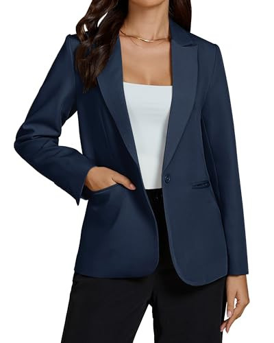 luvamia Blazers for Women Fashion Dressy Office Clothes for Women Navy Blue Size Large Size 12 Size 14 | Amazon (US)
